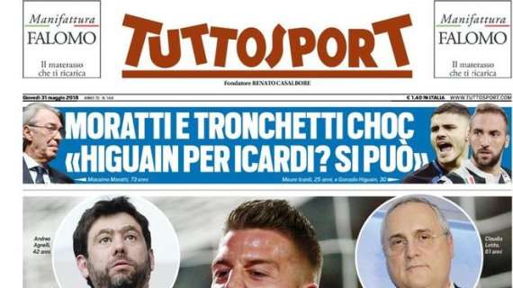 Prima pagina TS - Moratti e Tronchetti choc: "Higuain per Icardi? Si può"