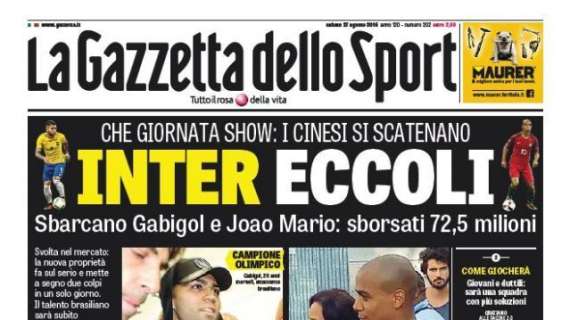 Prime pagine - Questa Inter fa impazzire. Ecco Gabigol e Joao Mario, cinesi scatenati. Il brasiliano da subito
