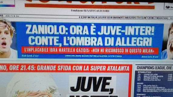 Prima pagina TS - Zaniolo, ora è Juve-Inter! Conte, l'ombra di Allegri