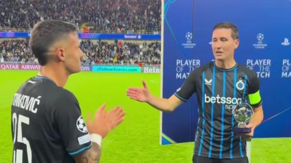 Vanaken Player of the Match di Club Bruges-Monaco: per lui gli applausi in diretta di Stankovic