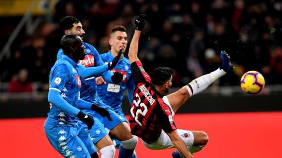 Milan e Napoli non guariscono: 1-1 a San Siro, Bonaventura risponde a Lozano