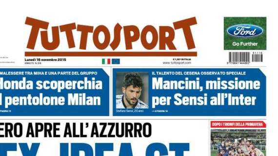 Prime pagine - Mancini, Sensi osservato speciale. E' derby col Milan. Prandelli: "L'Inter deve crescere"