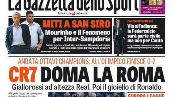 Prime pagine - Mourinho e Ronaldo sabato al Meazza. Mancini riparte con la rottamazione