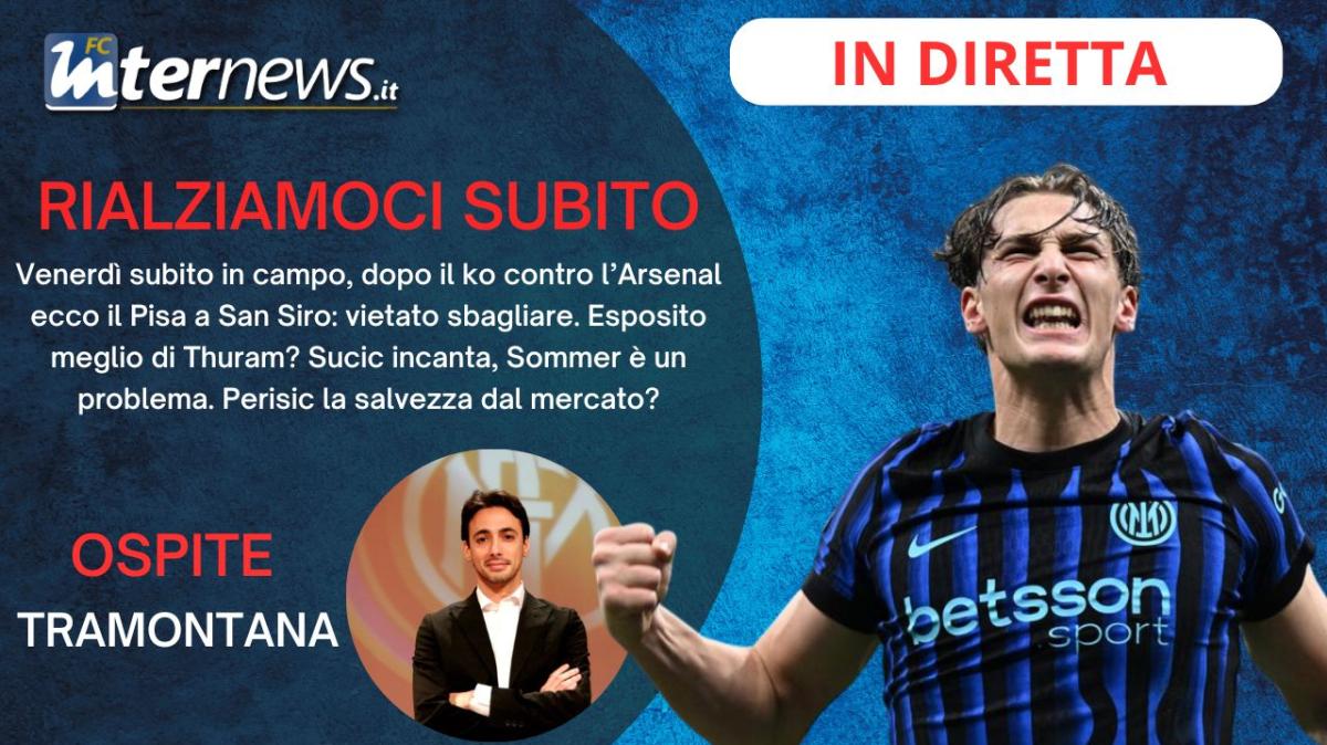 LIVE - INTER-ARSENAL, i PLAYOFF CHAMPIONS, SOMMER, SUCIC, ESPOSITO, il PISA e il ritorno di PERISIC