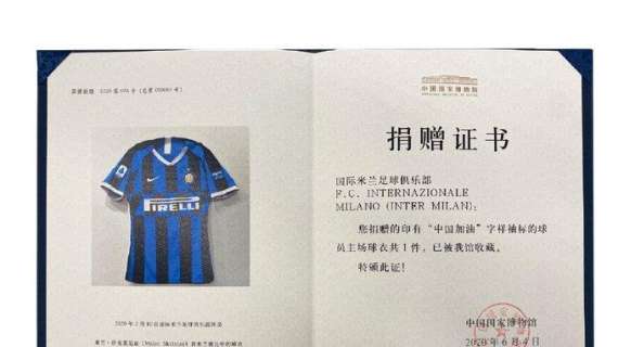 La maglia dell'Inter al National Museum of China, Suning: "Divisa memorabile"