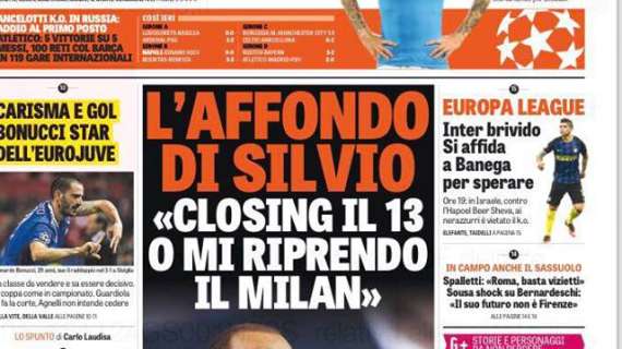 Prima pagina GdS - Inter brivido, Banega per sperare