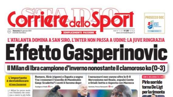 Prima pagina CdS - Effetto Gasperinovic. L'Inter non passa a Udine, la Juve ringrazia