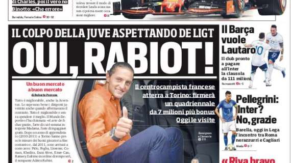 Prima pagina CdS - Barça su Lautaro. Pellegrini: Inter? No, grazie