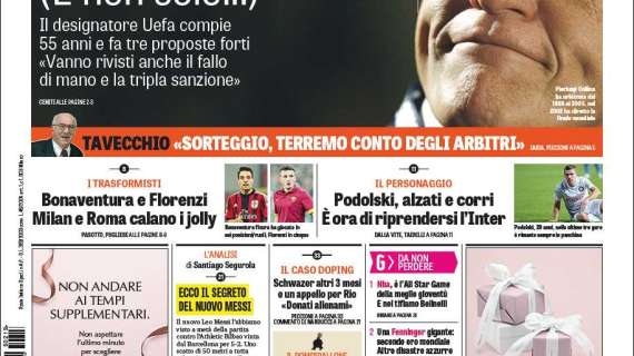 Prime pagine - Podolski: riprendi l'Inter. Ecco come Mancini ha oscurato Mazzarri