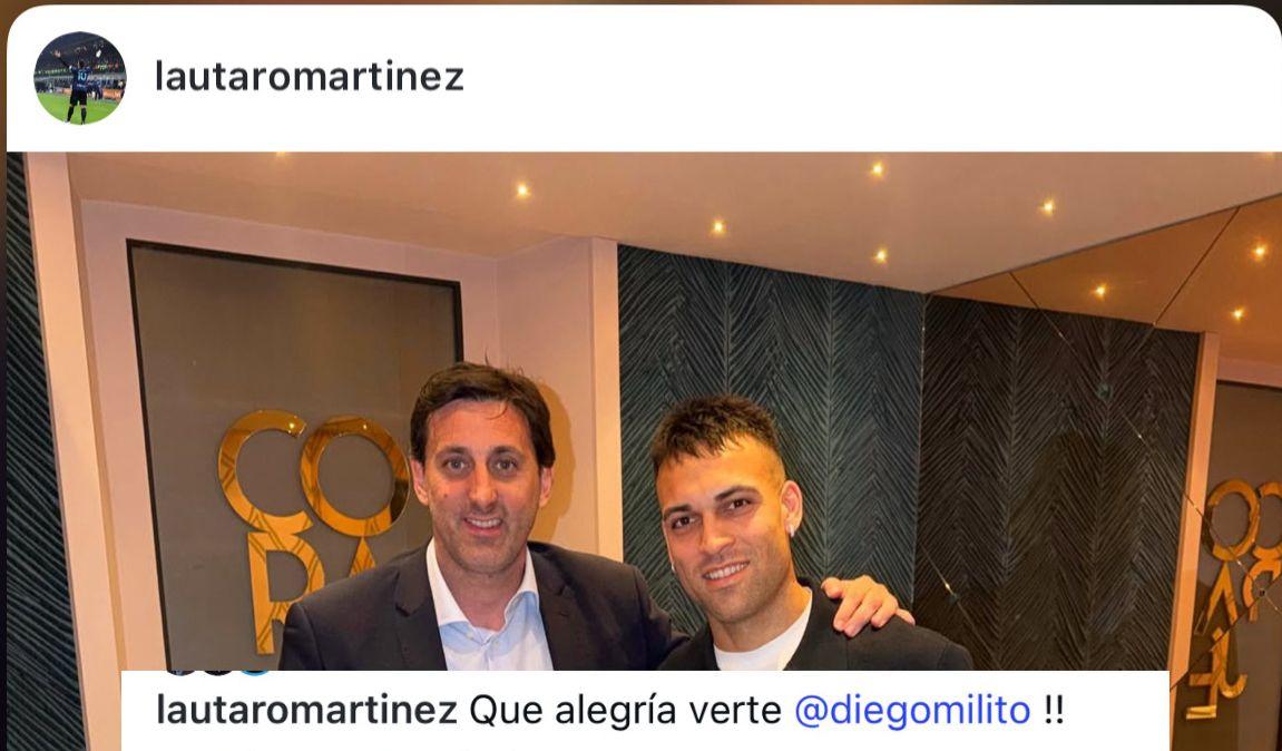 FOTO - Inter, Racing Avellaneda e Argentina in un unico scatto: Lautaro esprime la "gioia" di rivedere Milito 