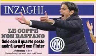 Prima GdS - Inzaghi, solo con il quarto posto andrà avanti con l'Inter