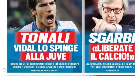 Prima TS - Tonali, Vidal lo spinge alla Juve: l'arrivo del cileno all'Inter aprirebbe la strada a Paratici