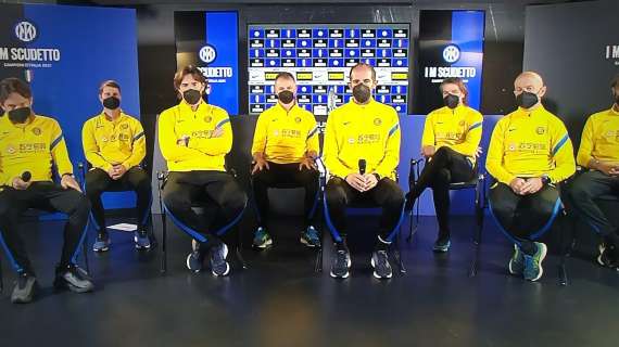 Lo staff di Conte: "Sacrificio e voglia di vincere". Stellini e Vanoli: "Noi interisti da sempre, che emozione"