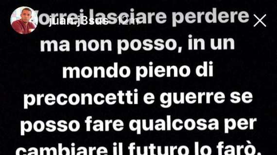 Insulti razzisti sui social, Juan Jesus replica a un tifoso della Roma: "Non voglio un futuro con persone così"