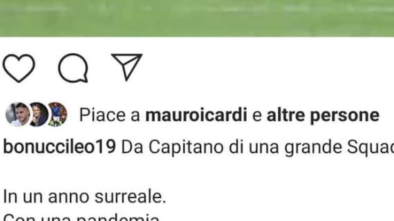 Bonucci celebra lo Scudetto pungendo le rivali. E arriva il like di Icardi