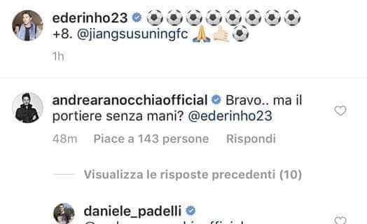 Eder posta i gol di oggi su Instagram, gli ex compagni dell'Inter si scatenano coi commenti