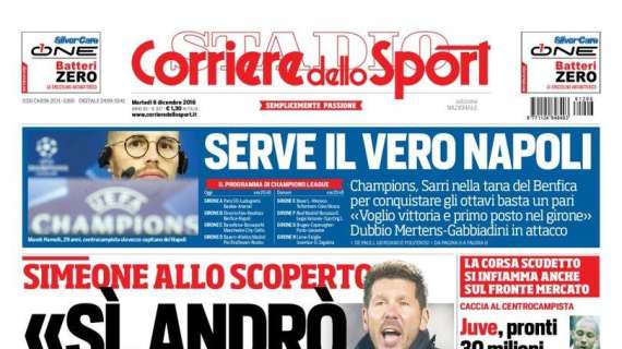 Prima CdS - Simeone: "Sì, andrò all'Inter". Conferma clamorosa. Verso il divorzio dall'Atletico a giugno