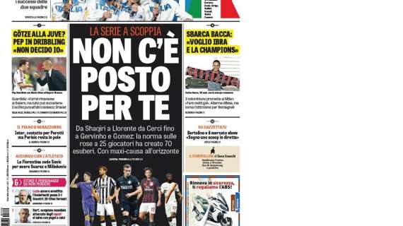 Prime pagine - Contatto per Perotti, ma Perisic resta in pole. Assalto a Filipe Luis. Mancini ne vuole quattro