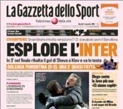 La prima pagina della &quot;Gazzetta&quot; di oggi