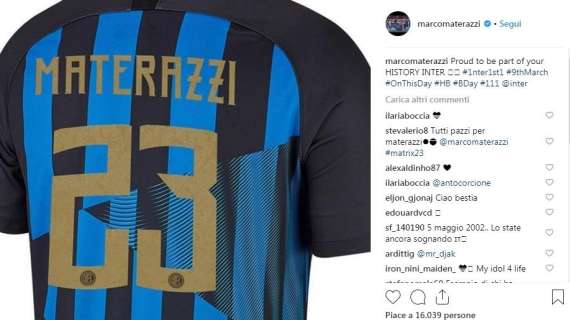 Inter 111, gli auguri di Materazzi: "Orgoglioso di essere parte della tua storia"