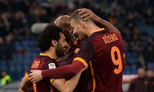 La Roma asfalta il Palermo: 5-0, Dzeko-Salah show