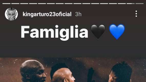 Vidal, esultanza social per il +3 dell'Inter. Poi l'abbraccio con Lukaku e Lautaro: "Famiglia"