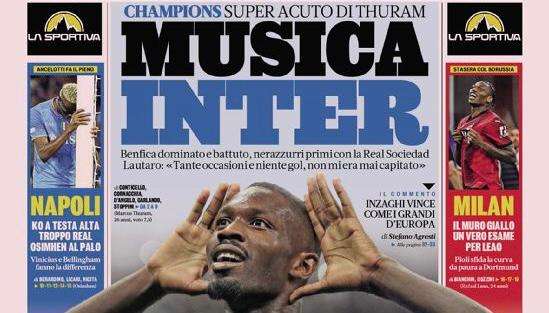 Prima GdS - Musica Inter, super acuto di Thuram: Benfica dominato e battuto
