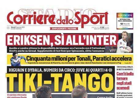 Prima CdS - Eriksen, sì all'Inter; stretta anche su Giroud. Paratici supera Marotta per Tonali
