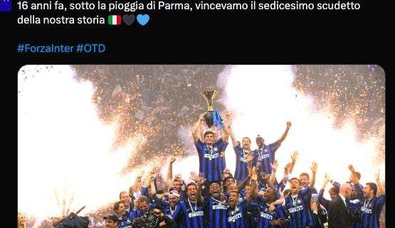 L'Inter ricorda il 18 maggio 2008: "16 anni fa, sotto la pioggia di Parma, il 16° scudetto della nostra storia"