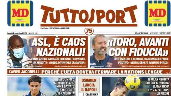 Prima TS - ASL, è caos Nazionali. 1-1 con la Dea, rabbia Conte: "Inter senza furore? Via il vino dal tavolo”.