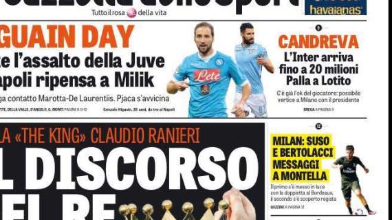 Prime pagine - Candreva, l'Inter arriva fino a 20 milioni. Vertice a Milano con Lotito? Icardi, il pressing continua