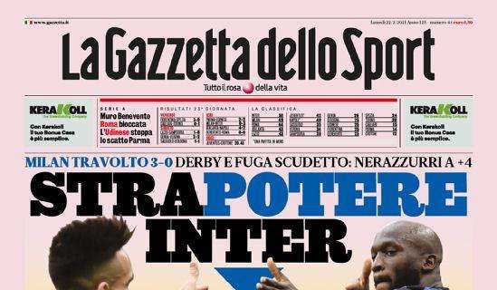 Prima pagina GdS - Strapotere Inter. Derby e fuga Scudetto: nerazzurri a +4