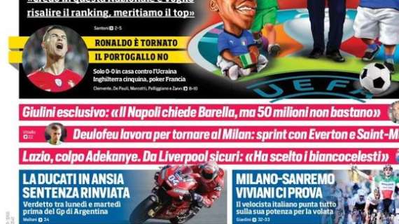 Prima CdS - Giulini: "Il Napoli chiede Barella, ma 50 milioni non bastano"