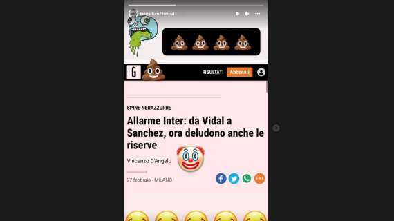 Vidal contro la Gazzetta: vomito, feci, clown e risate su Instagram