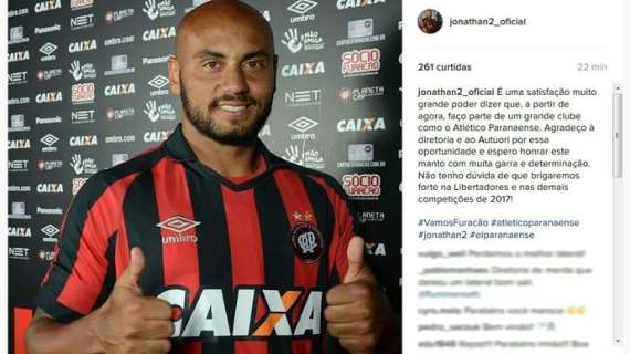 Jonathan, nuova avventura: firma con l'Atletico-PR