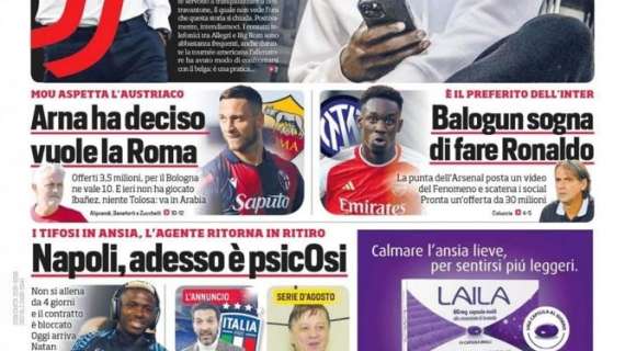 Prima pagina CdS - Balogun sogna di fare Ronaldo. Lukaku chiama Allegri