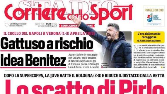 Prima CdS - Lo scatto di Pirlo, messaggio a Milan e Inter. Napoli, Gattuso a rischio: idea Benitez
