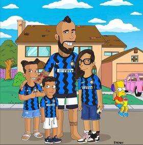Vidal e famiglia si simpsonizzano: caricatura con maglia nerazzurra 