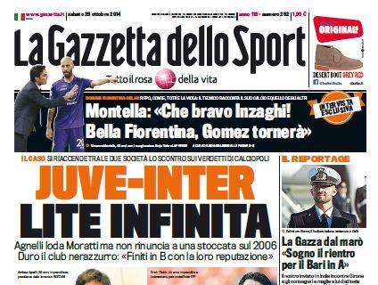 Prime pagine - Juve-Inter, lite infinita sui verdetti di Calciopoli. Da Thohir un ombrello per Mazzarri