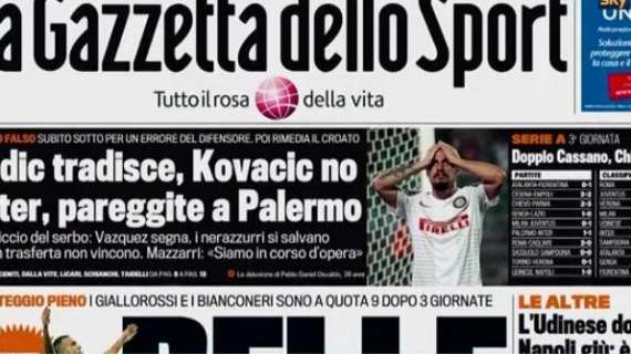 Prime pagine - Vidic tradisce, Kovacic no. Pasticcio del serbo, l'Inter si salva. Ma è pareggite anche a Palermo