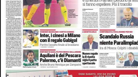 Prima pagina CdS - Inter, i cinesi a Milano col regalo Gabigol