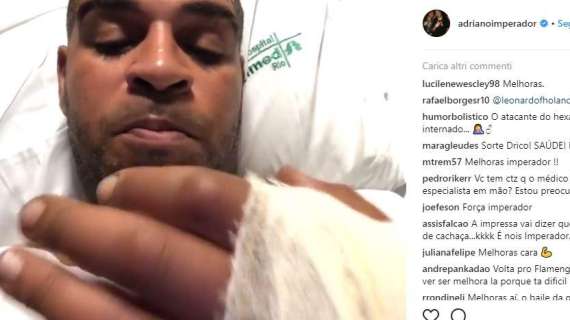 Adriano in ospedale per un taglio alla mano. Il brasiliano rassicura: "Solo un incidente, sto bene"