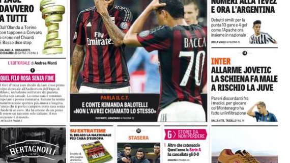 Prime Pagine - Allarme Jovetic, la schiena fa male: a rischio la Juve. E Mancio taglia Montoya e Nagatomo