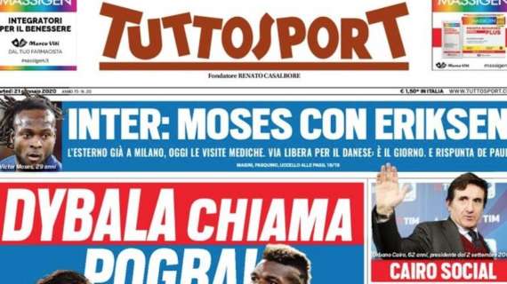 Prima TS - Inter: Moses con Eriksen. E rispunta De Paul