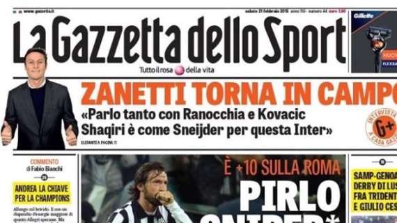 Prime pagine - Zanetti: "Shaqiri come Sneijder". Mazzarri: "Con me Inter terza". Rottura Mancini-Vidic