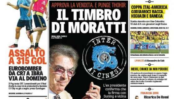 Prime pagine - Il timbro di Moratti. Approva la vendita e punge Thohir. Inter, ecco il piano: Yaya Touré subito
