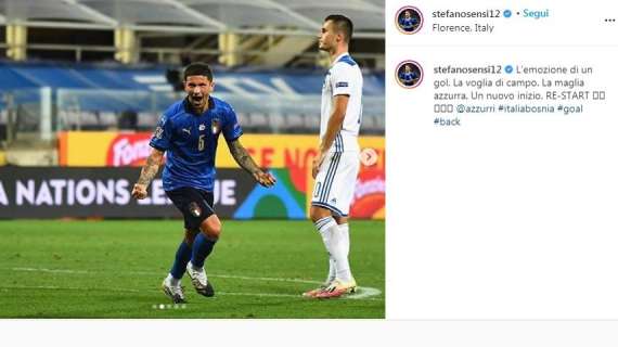 Sensi, gioia social dopo il gol in azzurro: "Un nuovo inizio. Re-start"