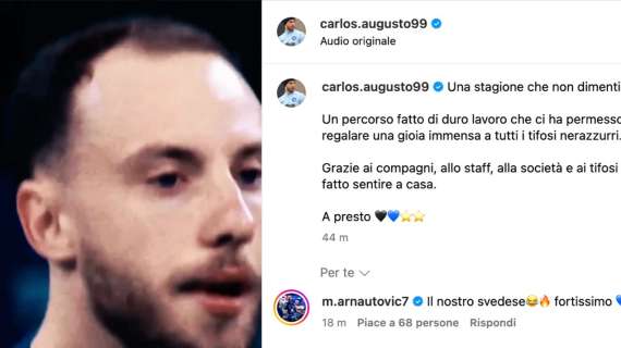 Carlos Augusto: "Stagione che non dimenticherò mai, grazie Inter". Poi arriva Arna il disturbatore