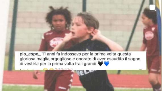Pio Esposito, undici anni in nerazzurro: "Esaudito il sogno di vestire questa maglia per la prima volta tra i grandi" 