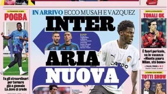 Prima GdS - Inter, aria nuova. In arrivo Musah e Vazquez, in partenza Gagliardini e Gosens